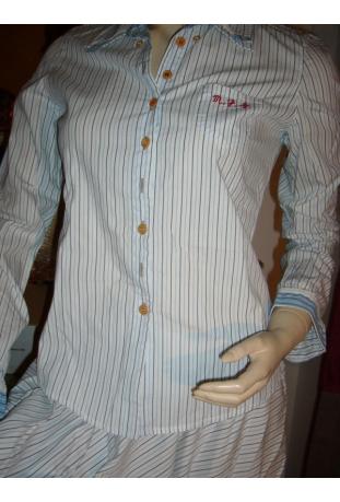 chemise MetFG blanche/bleu ciel