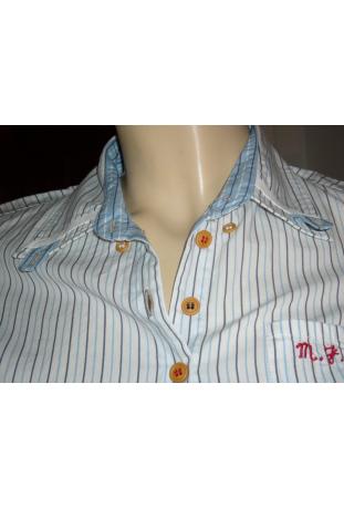 chemise MetFG blanche/bleu ciel