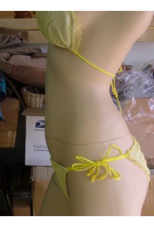 maillot de bains ETAM résille jaune/doré/blanc