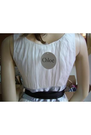 robe cocktail 100% soie blanc/argent 07/08