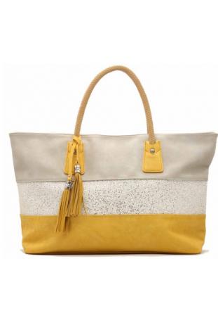 TOM&EVA : Sac fourre-tout tricolore rayures et pompon ref  16D-1550 - collection printemps/été 2017