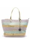 TOM&EVA :Sac fourre-tout d'été tricolore avec pendentif ref 15C-1062 - collection printemps/