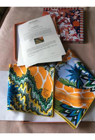 Foulard Hermès intitulé « The three graces for l’ile aux clowns » - Edition limitée à 100 ex : TRES RARE !