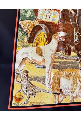 Foulard Hermès intitulé "Concours d'élégance - 1885 - limousines - EXTREMEMENT RARE ET RECHERCHE !