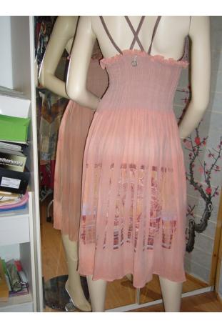 robe + cache épaule rose poudre