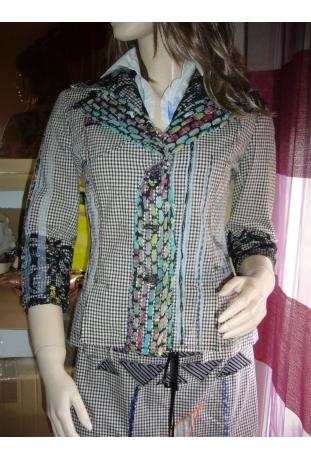 veste vichy blanc et noir