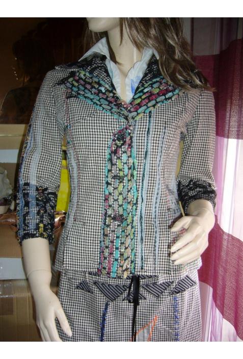 veste vichy blanc et noir